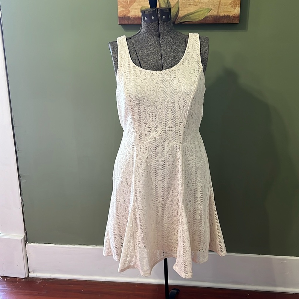 Ivory stretch lace dress from Maurices